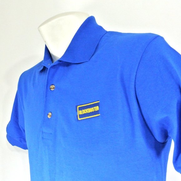 BLOCKBUSTER VIDEO Vintage Employee Uniform Polo Shirt Blue NEW Size XL - Picture 4 of 10